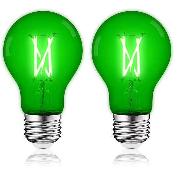 Luxrite A19 LED Edison Green Light Bulbs 4.5W 60W Equivalent Clear Glass E26 Base, 2PK LR21722-2PK - main